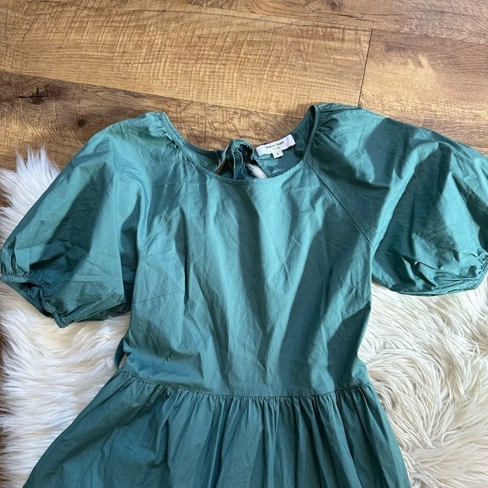 PETER SOM Green Puff Sleeve Dress - Picture 6 of 8